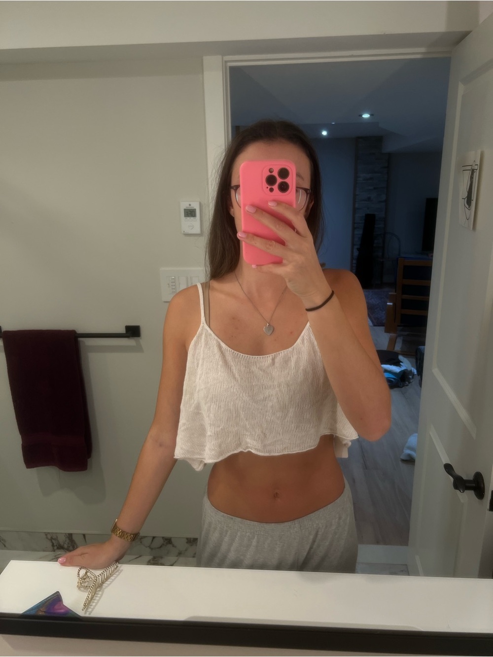 Light Cream Ribbed Spaghetti Strap Crop Top - Picture 2 of 2